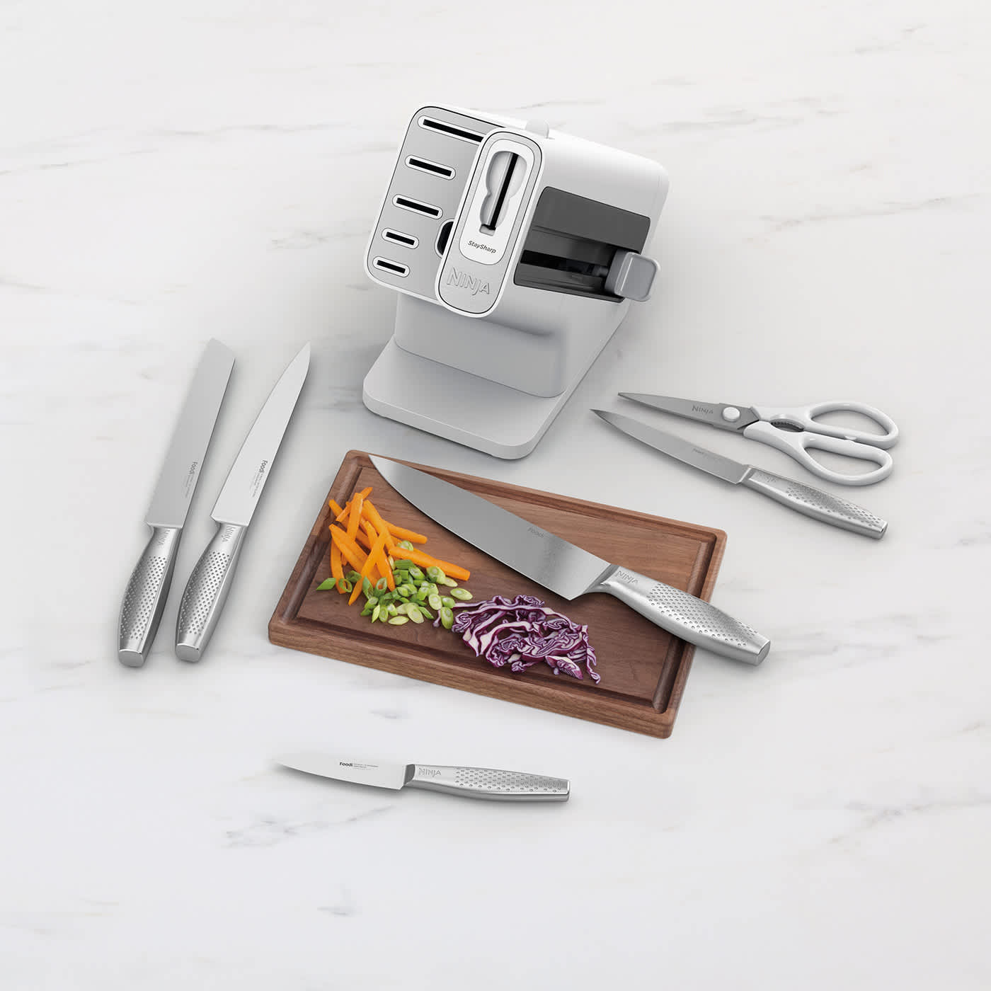 Ninja StaySharp Stainless 6-Piece Knife Set & White Block